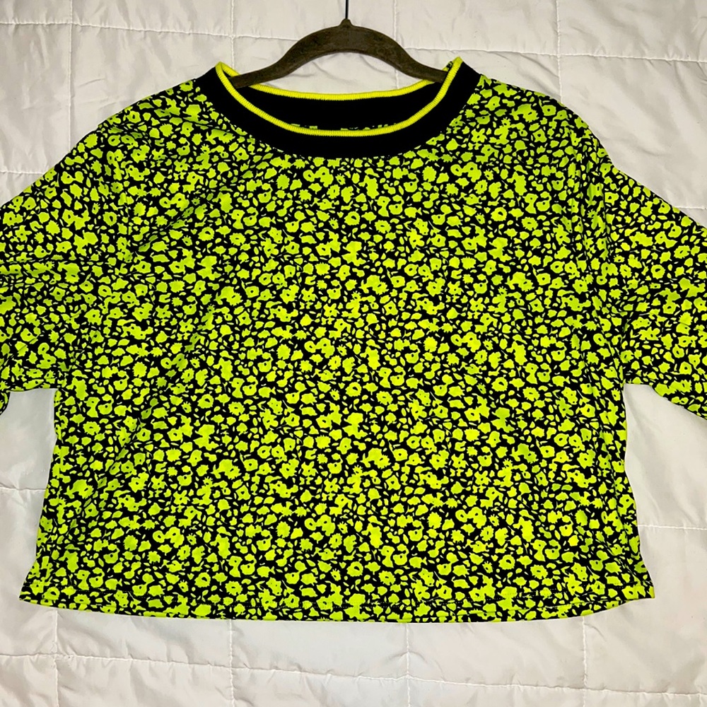 NEON YELLOW with black print crop top